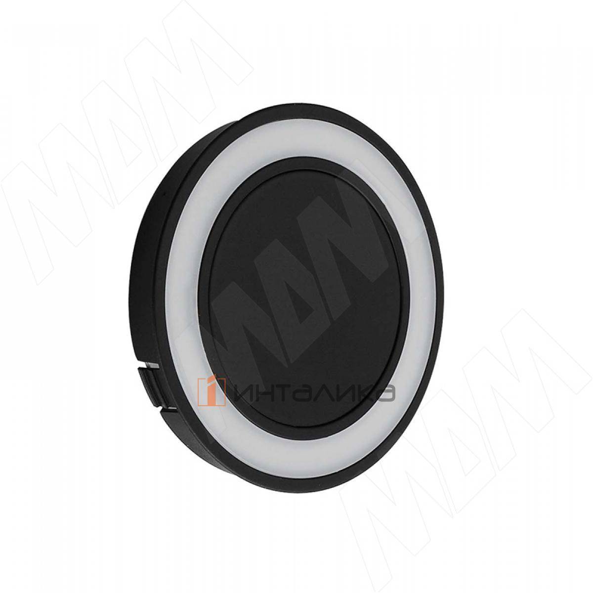 MORPHO Точечный светильник круглый, врезной, с сенсорным выключателем, черный, 24V, теплый и нейтральный белый 2700-4000К, 5W (MO24-RTS-F-BLNWW5)