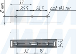 Установка накладного толкателя K-PUSH TECH с длинным (37 мм) ходом толкания, чертеж 1